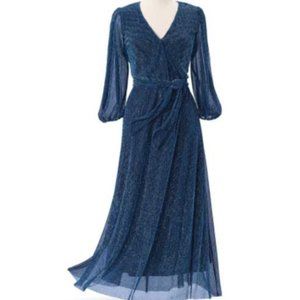 Pyramid Collection plus size shimmering blue dress